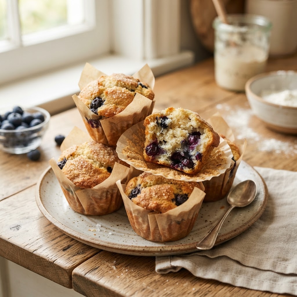 Sourdough Discard Blueberry Muffins