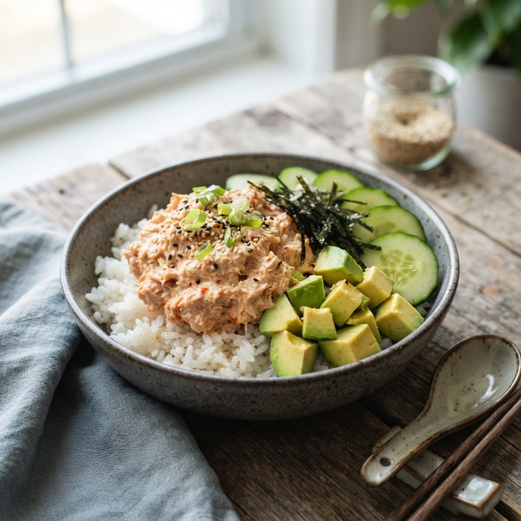 Spicy Tuna Cucumber Rice Bowls