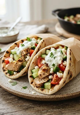 Greek Chicken Stuffed Pitas