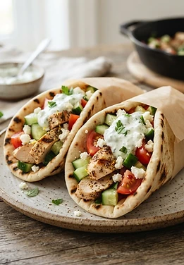 Greek Chicken Stuffed Pitas