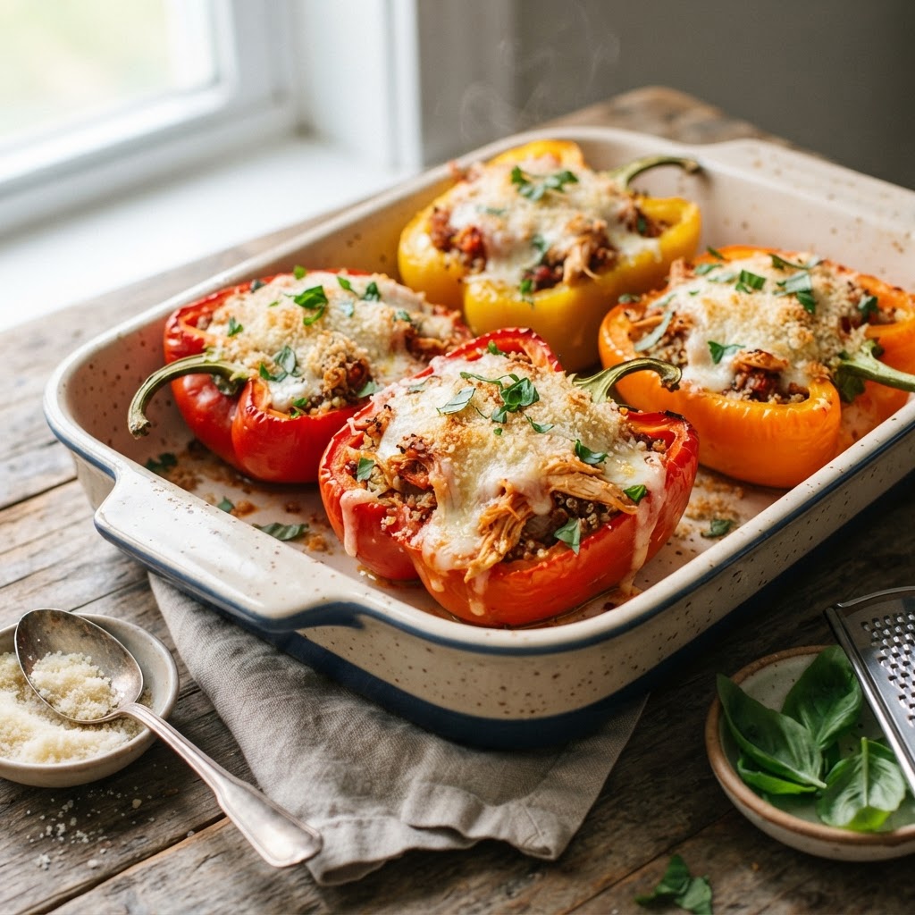Chicken Parmesan Stuffed Peppers