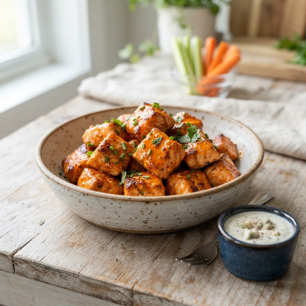 Air Fryer Buffalo Salmon Bites