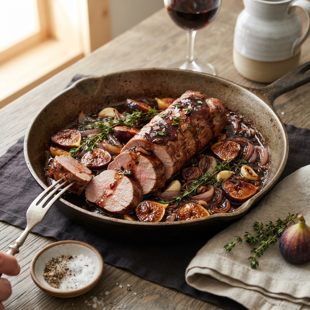Pork Tenderloin with Fig Balsamic Pan Sauce