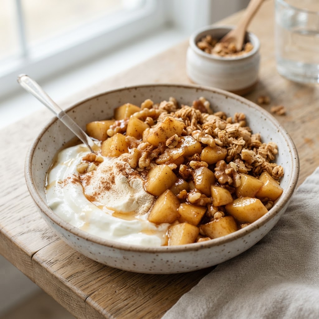 High Protein Apple Pie Yogurt Bowl