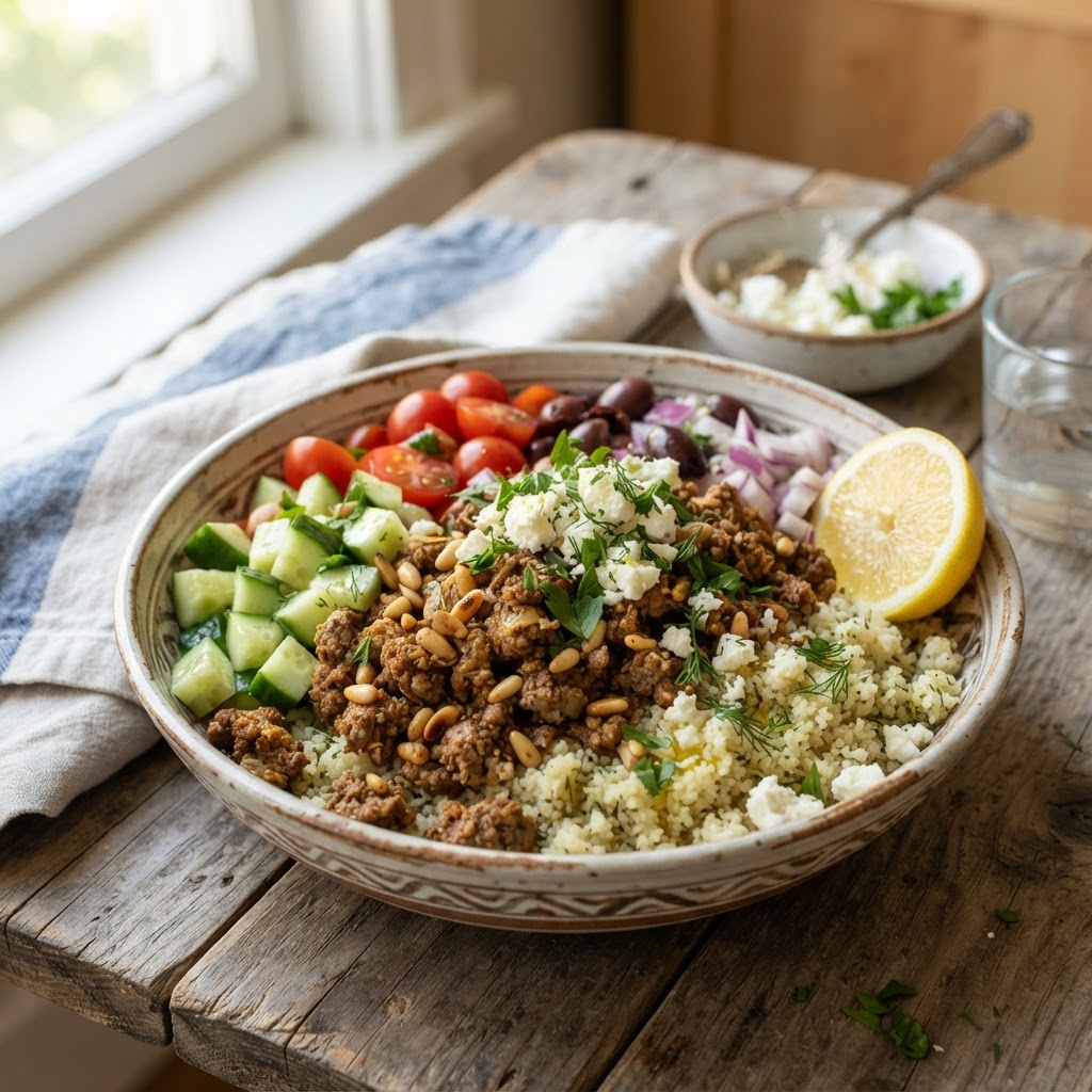 Mediterranean Beef Couscous Bowls