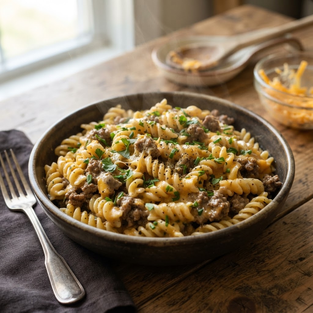 High Protein Cheeseburger Mac