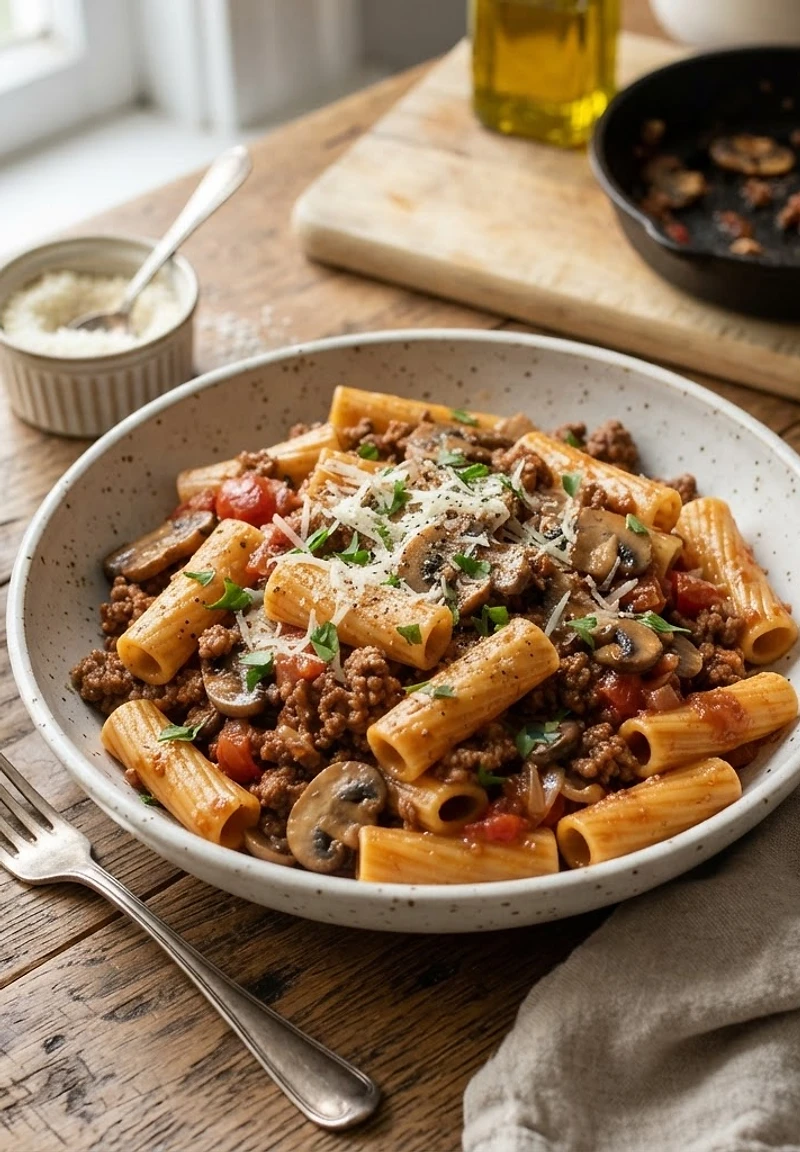 Beef and Mushroom Rigatoni