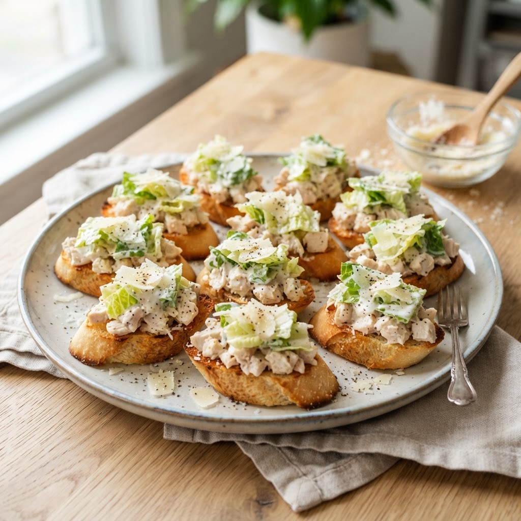 Mini Chicken Caesar Toasts