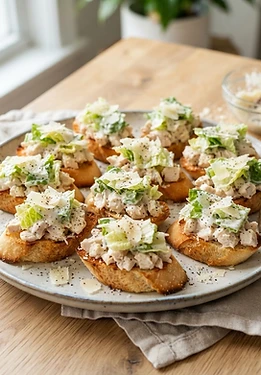 Mini Chicken Caesar Toasts