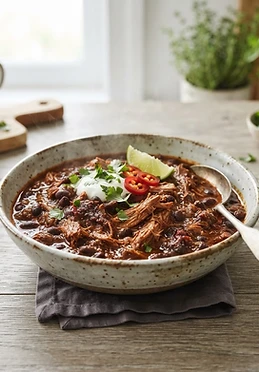 Ancho-Coffee Braised Pork and Black Bean Chili