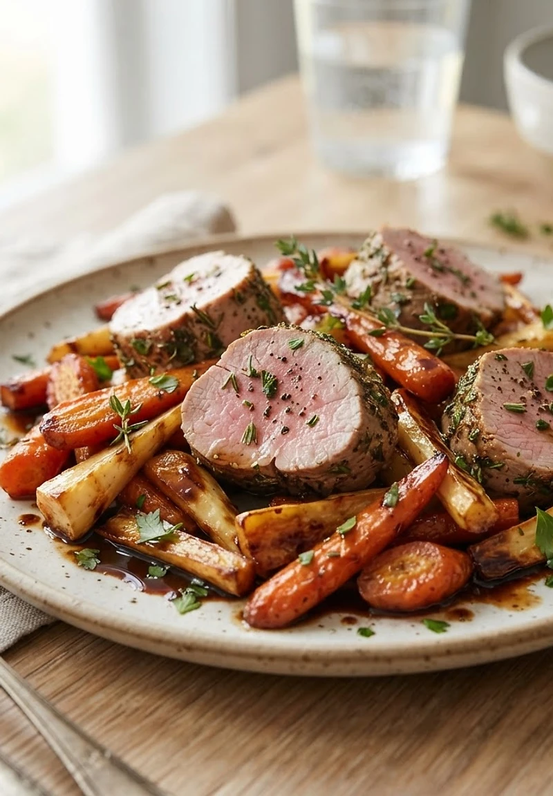 Pork Tenderloin with Balsamic Root Vegetables