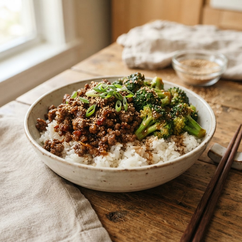 Teriyaki Beef Rice Bowls with Broccoli