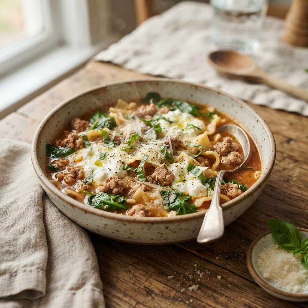 High-Protein Lasagna Soup