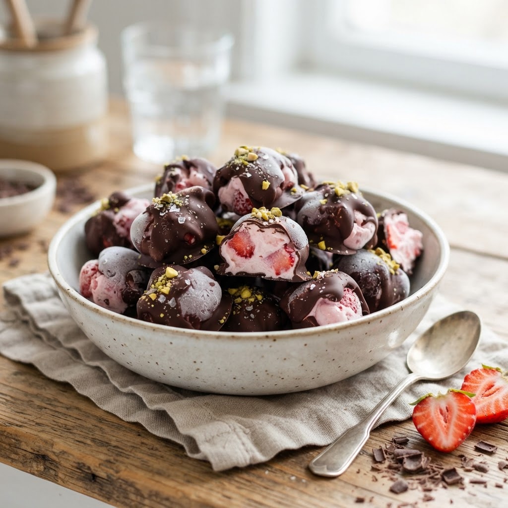 Frozen Strawberry Yogurt Clusters