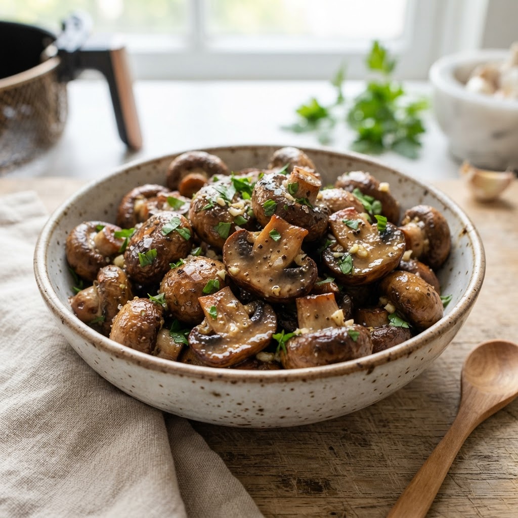Air Fryer Garlic Butter Mushrooms