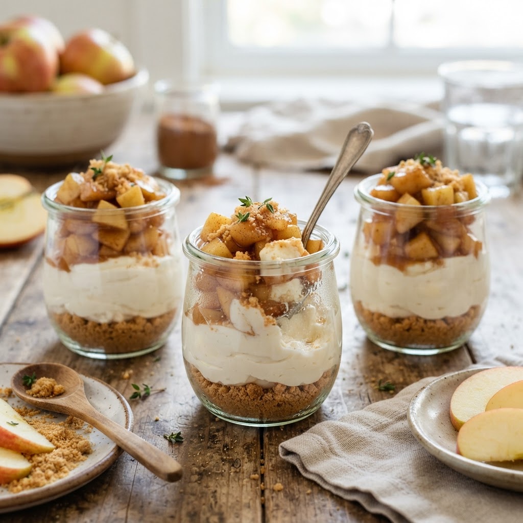 No-Bake Apple Cheesecake Jars