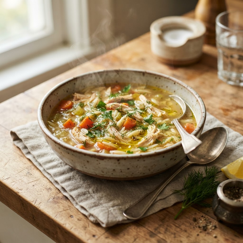 Lemon Chicken Orzo Soup