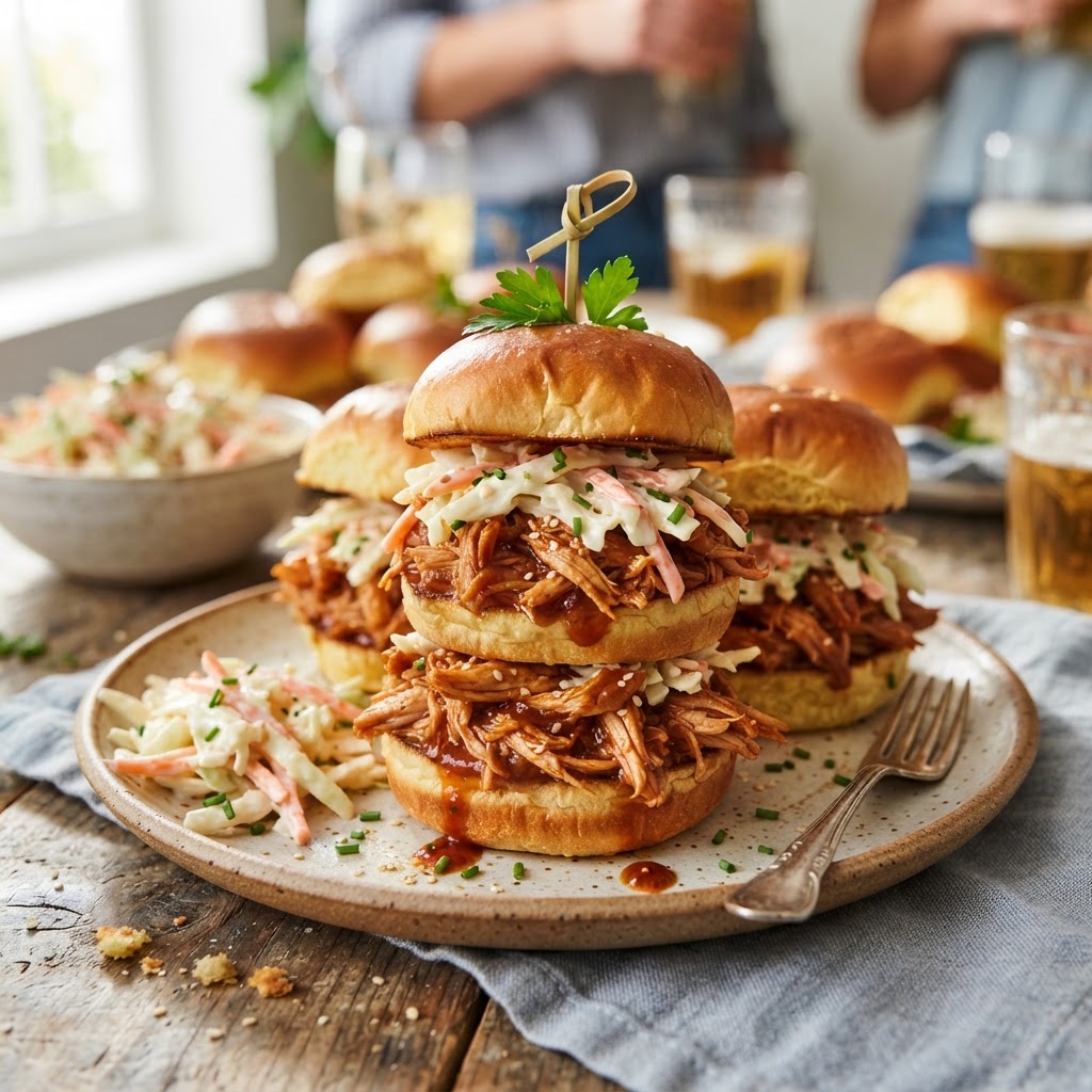 Slow Cooker BBQ Chicken Sliders
