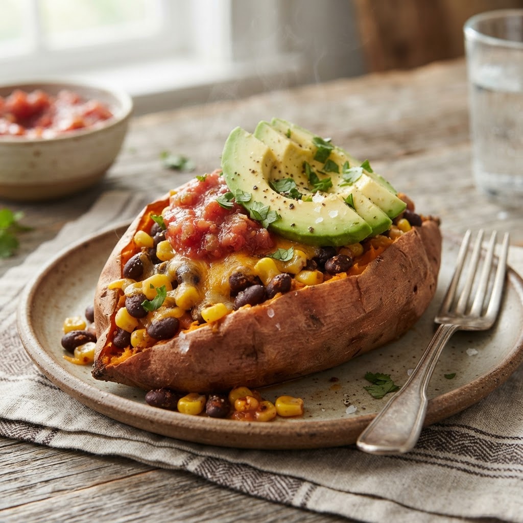 Air Fryer Loaded Sweet Potatoes