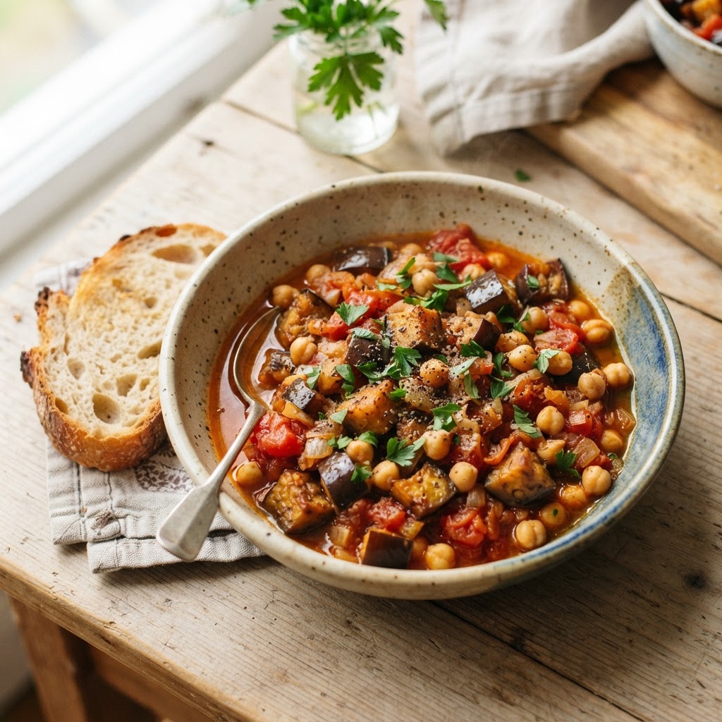 Eggplant and Chickpea Tomato Stew