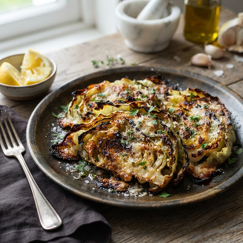 Crispy Smashed Cabbage with Parmesan