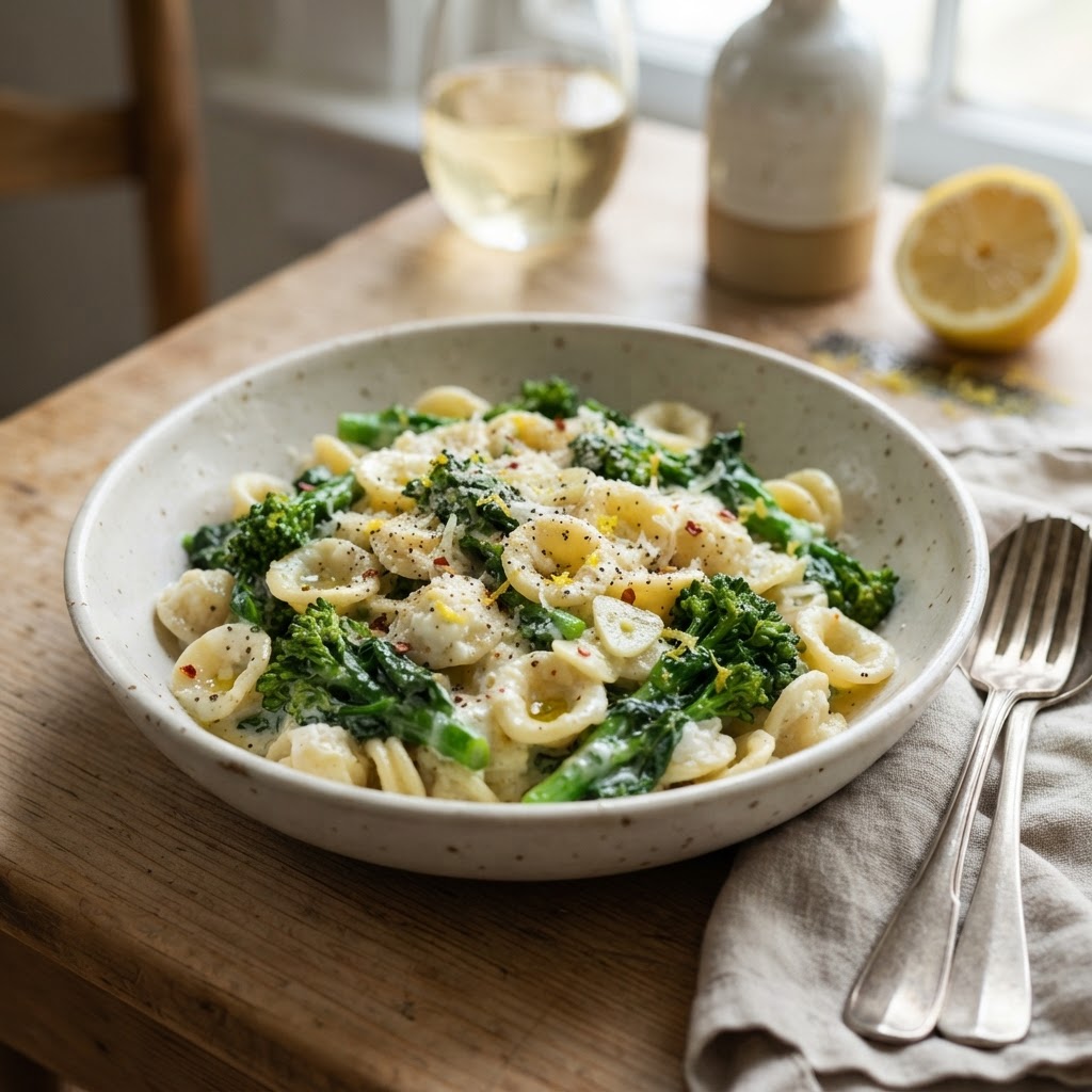 Lemon Ricotta Orecchiette with Broccoli Rabe