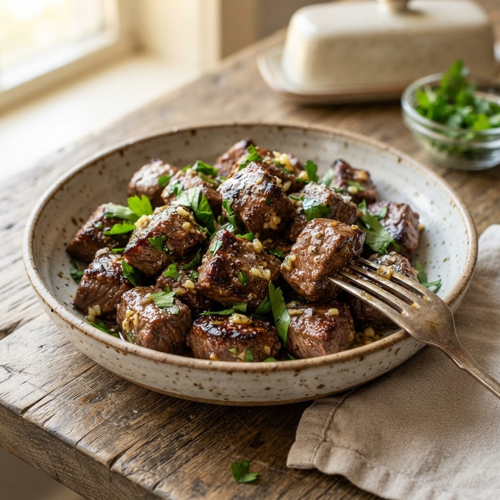 Air Fryer Garlic Butter Steak Bites