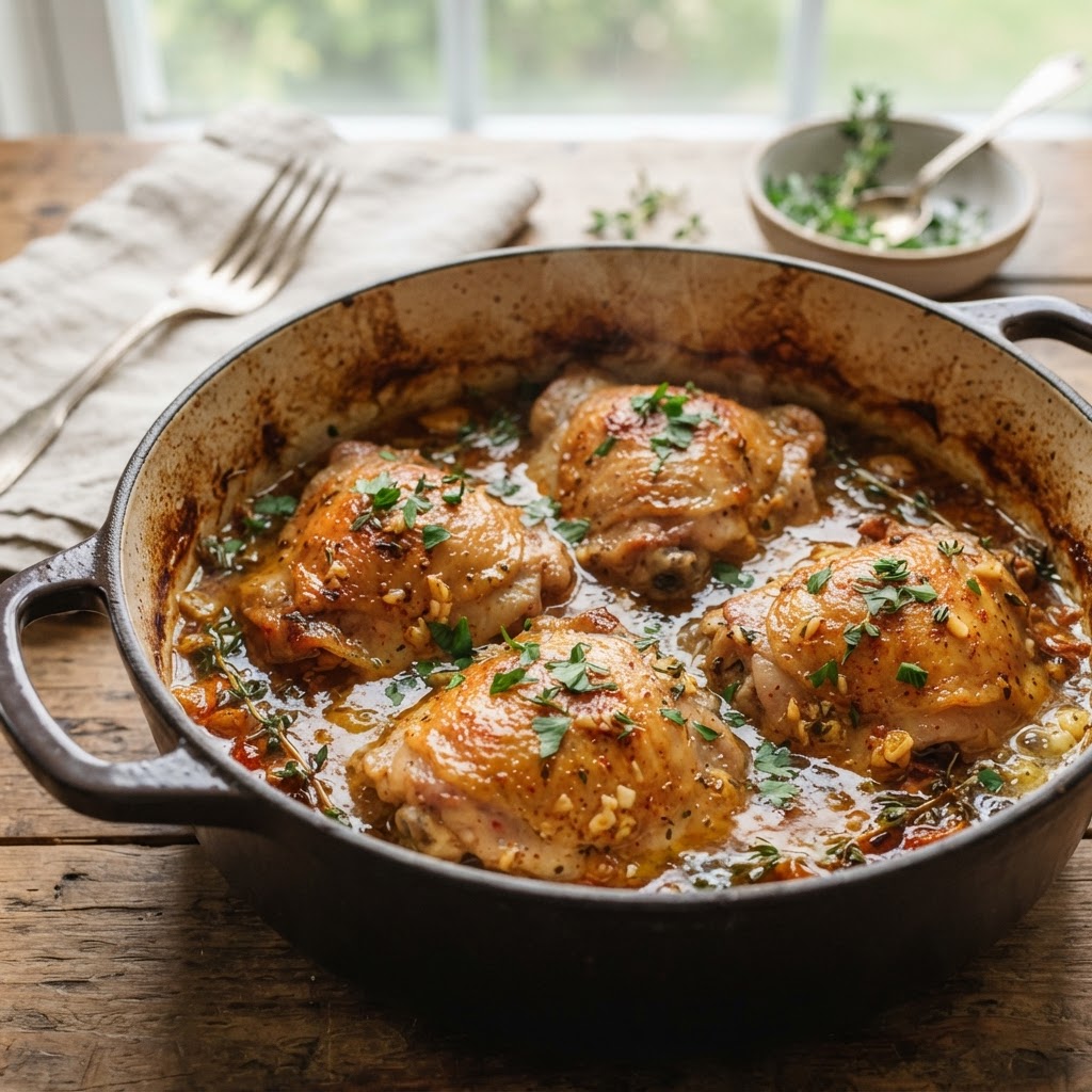 Slow Cooker Garlic Butter Chicken Thighs