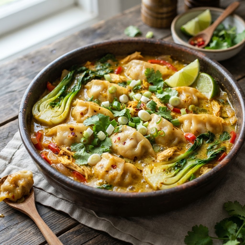Coconut Curry Chicken Dumpling Bake