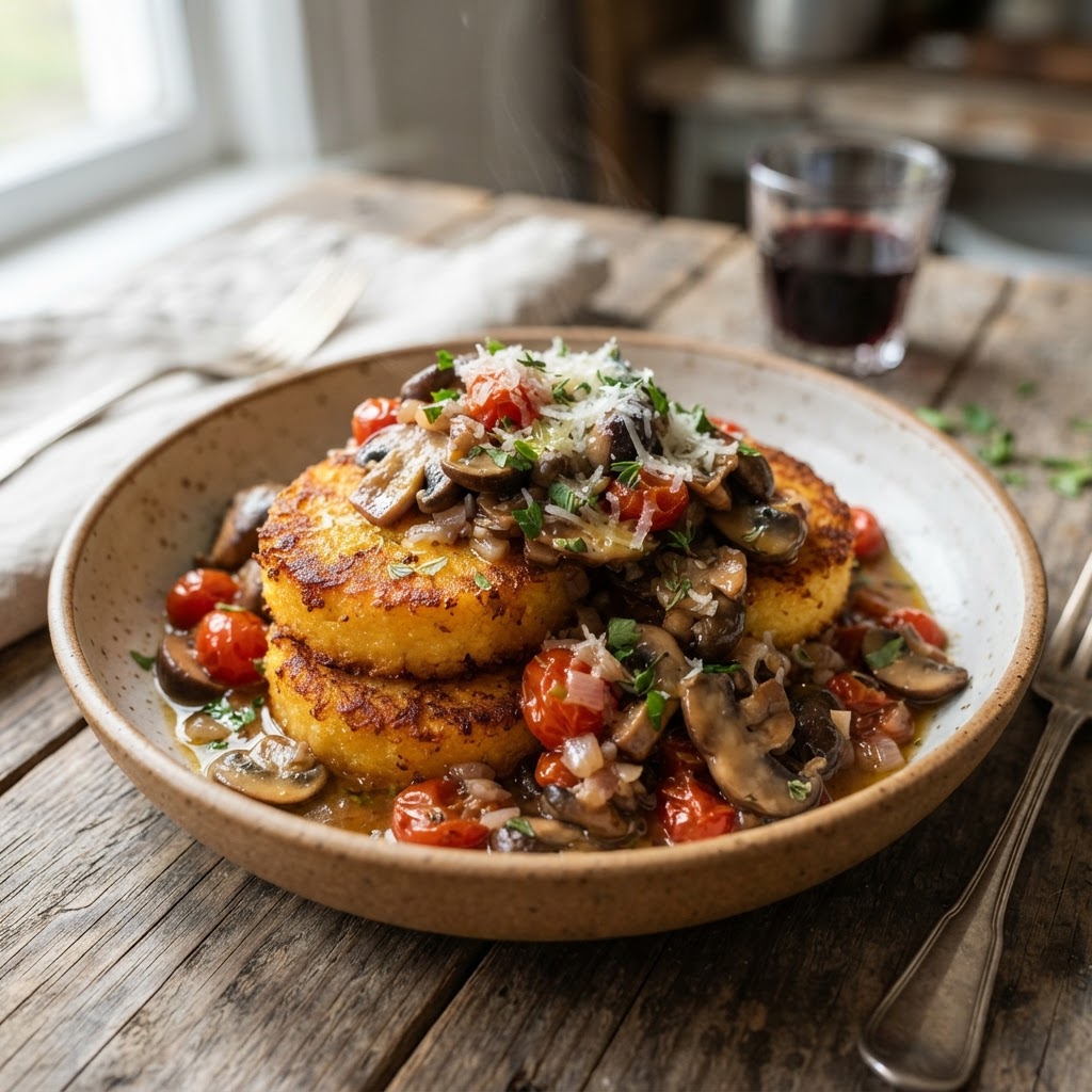 Crispy Polenta with Mushroom Ragout
