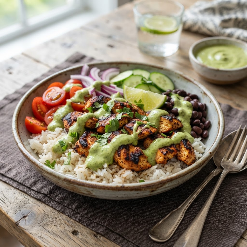 Peruvian Aji Verde Chicken Bowls