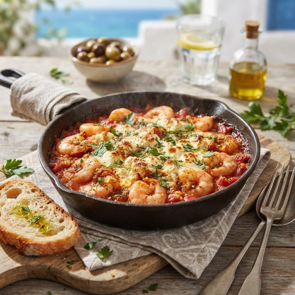 Shrimp Saganaki with Feta and Tomatoes
