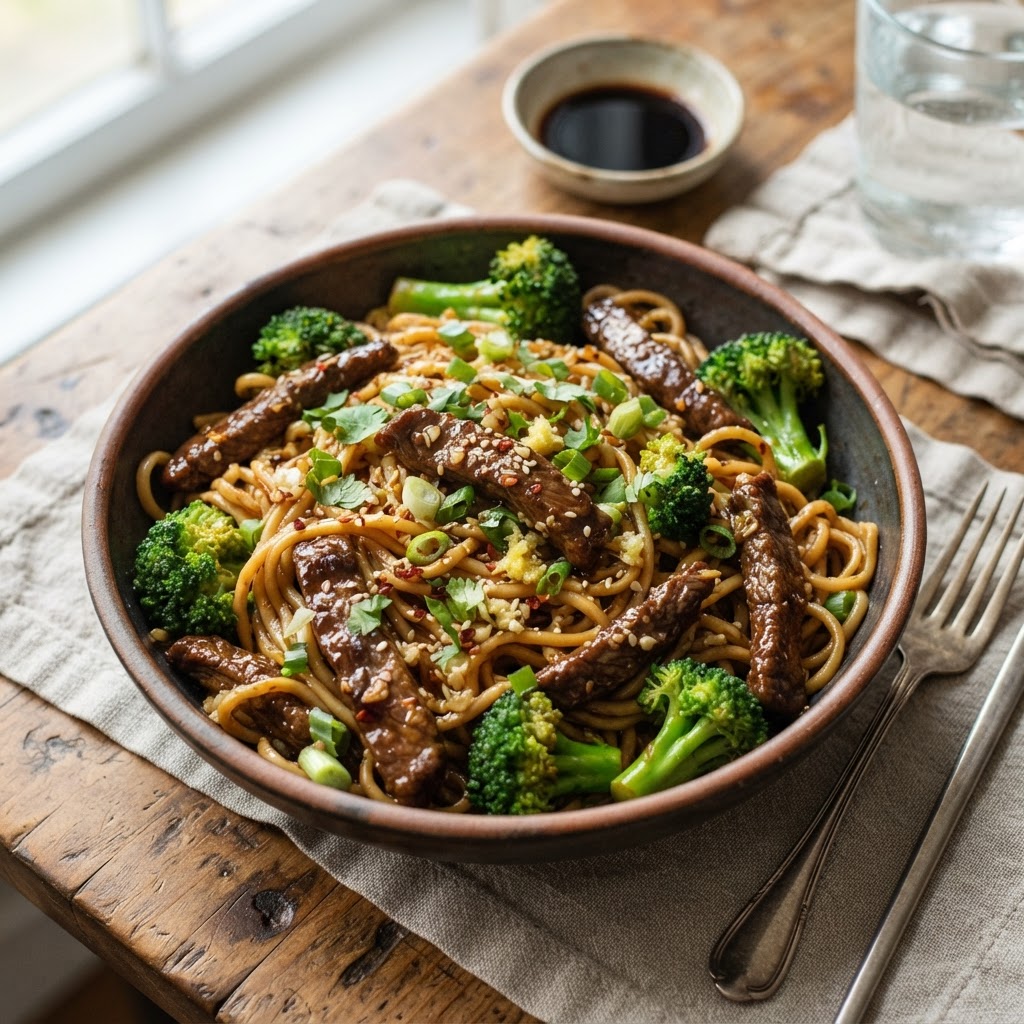 20-Minute Beef and Broccoli Noodles