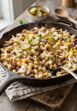 Cottage Cheese Cheeseburger Pasta