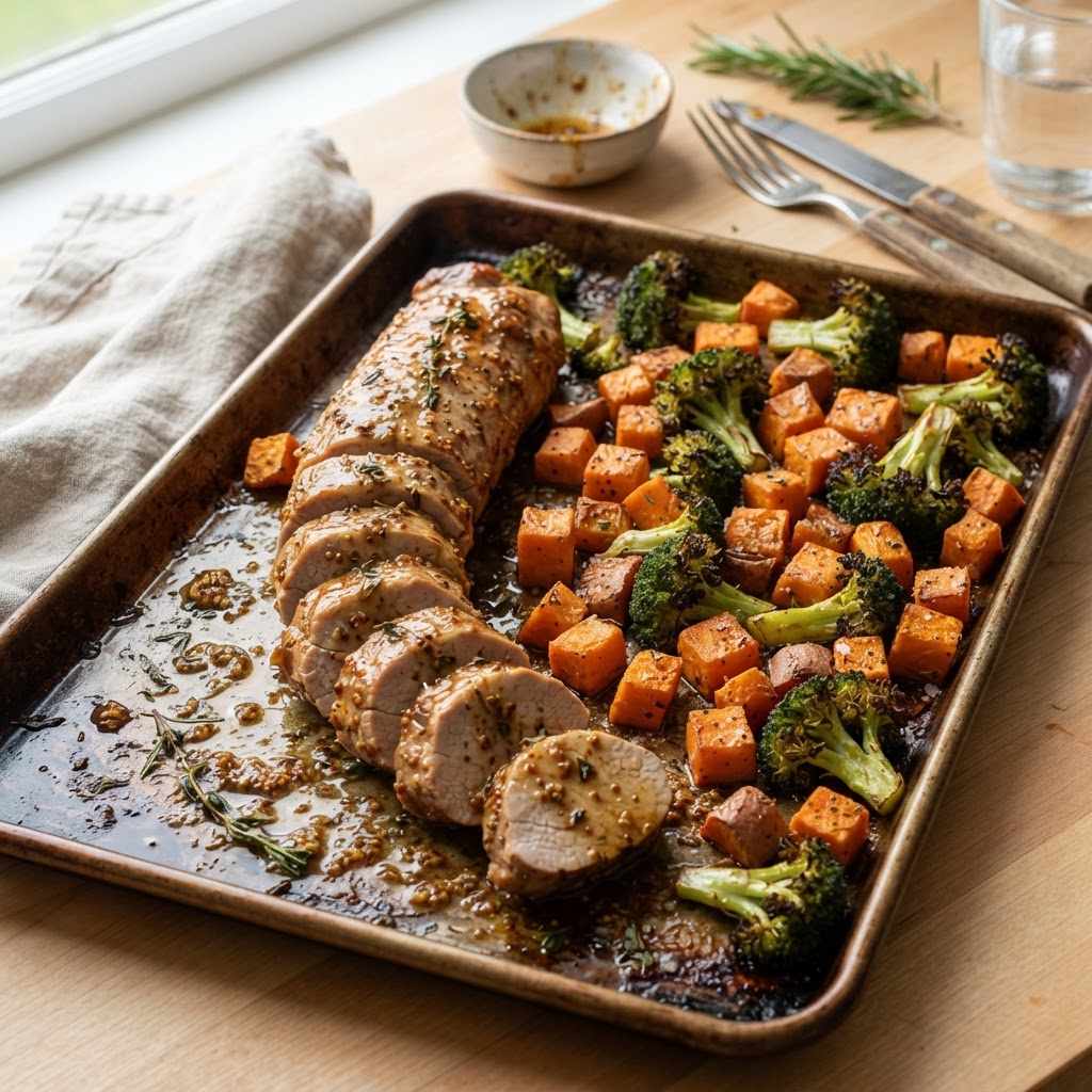 Maple Dijon Pork Tenderloin Sheet Pan
