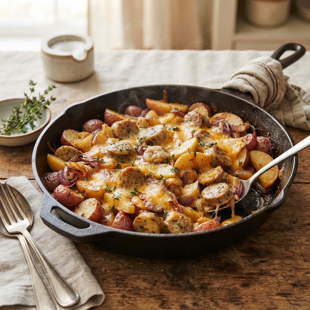Chicken Sausage Apple Cheddar Skillet