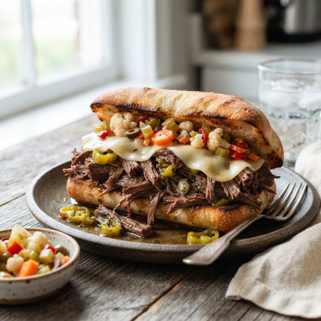 Slow Cooker Italian Beef Sandwiches