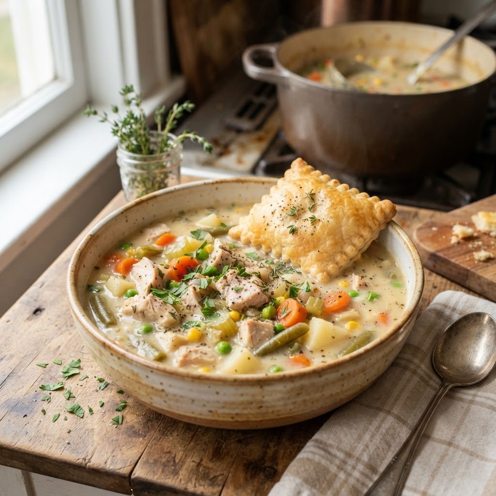Leftover Turkey Pot Pie Soup