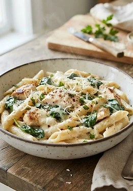 High-Protein Garlic Parmesan Chicken Pasta