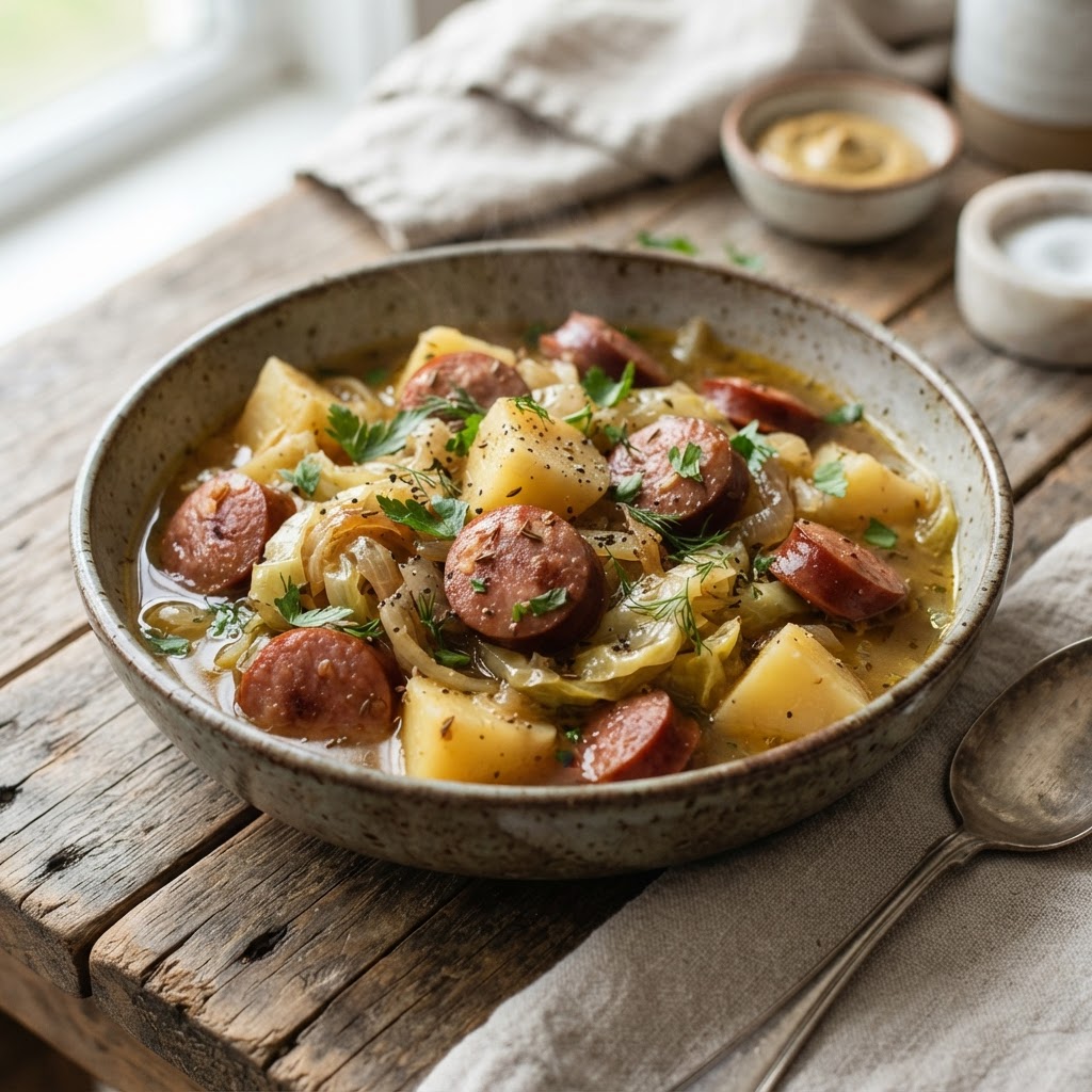 Slow Cooker Kielbasa, Cabbage and Potatoes