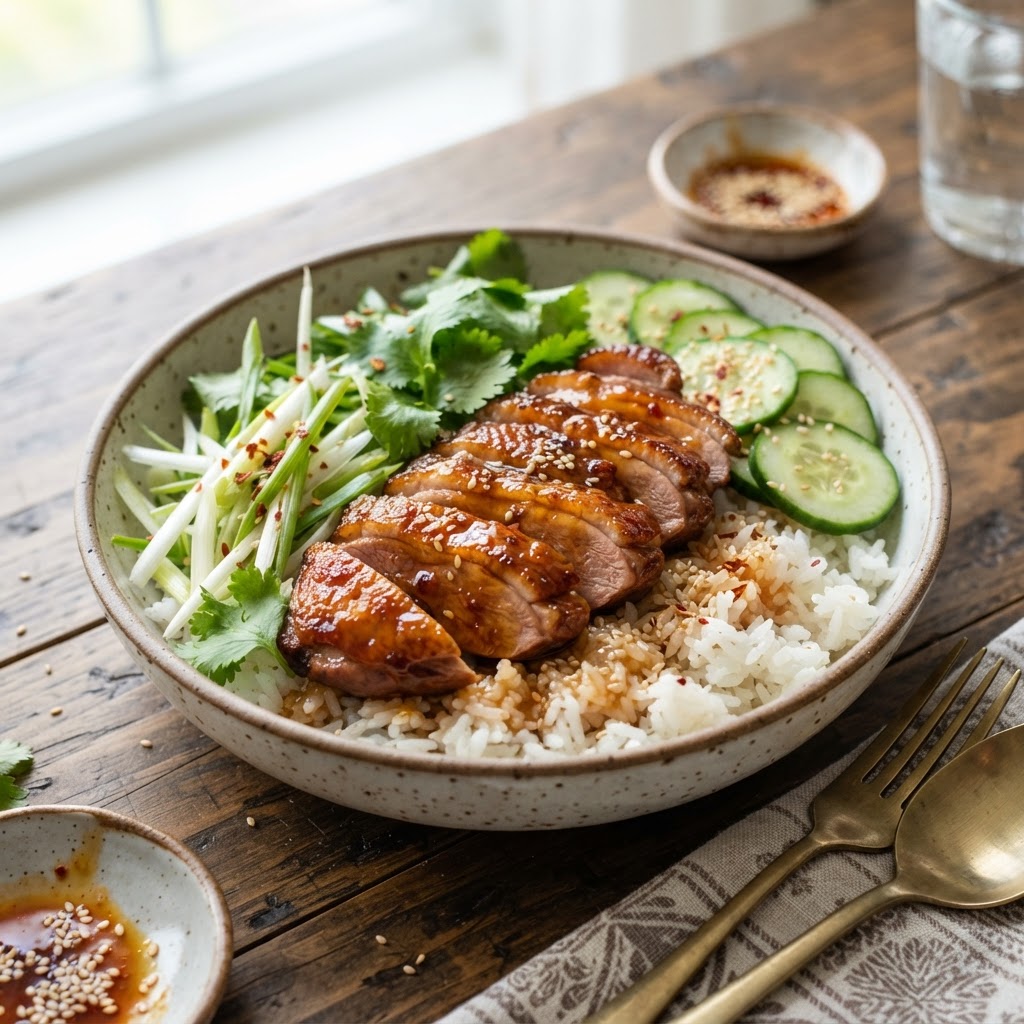 Orange Ginger Duck Rice Bowls