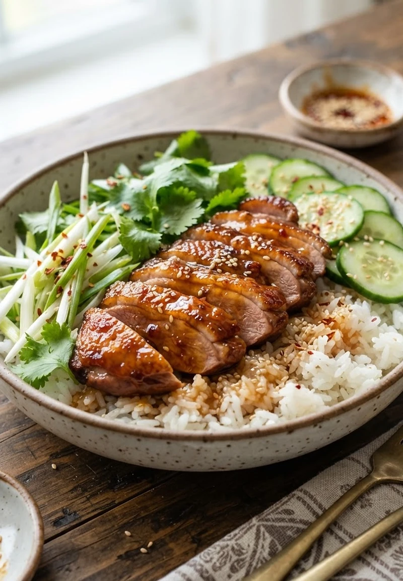 Orange Ginger Duck Rice Bowls