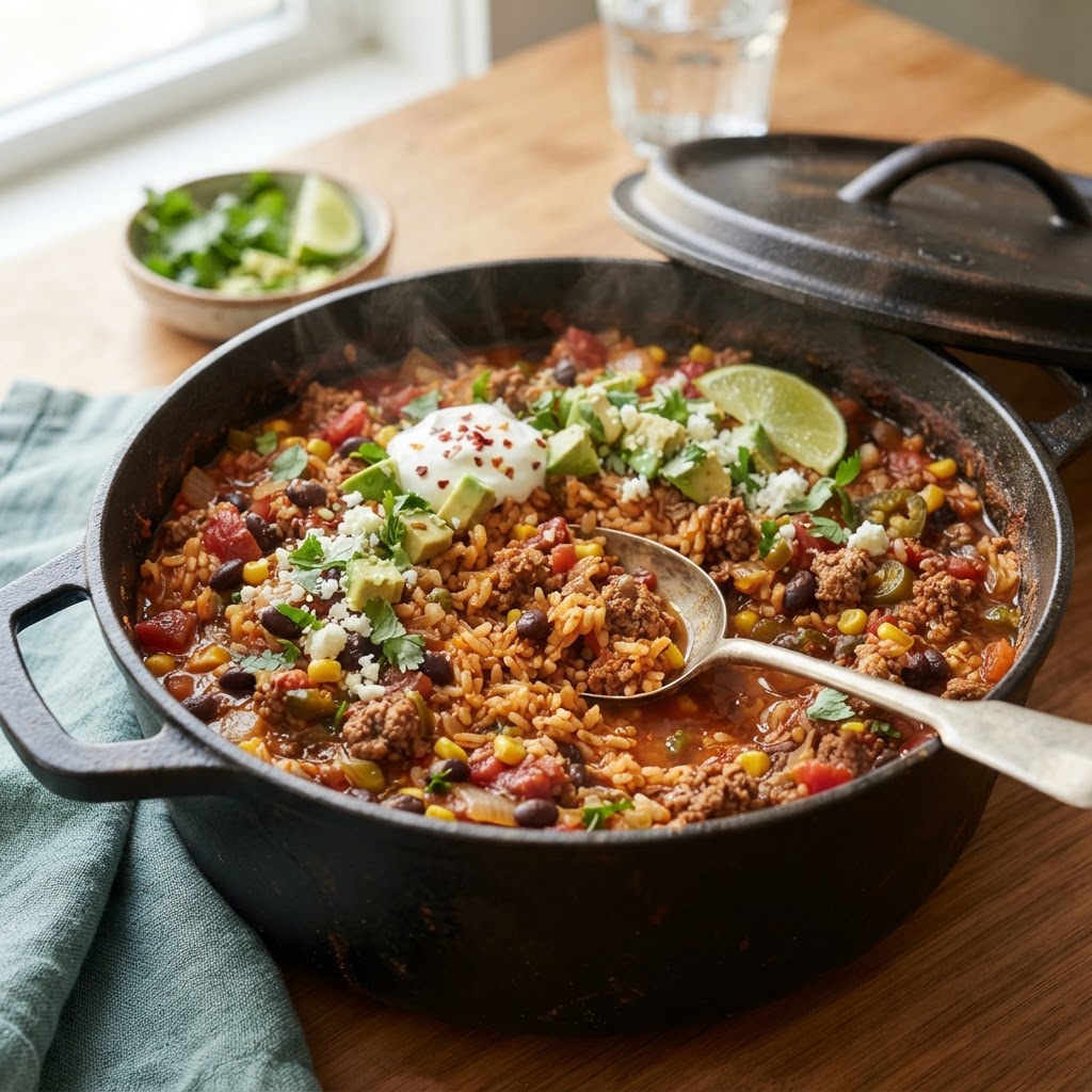 One Pot Mexican Beef and Rice