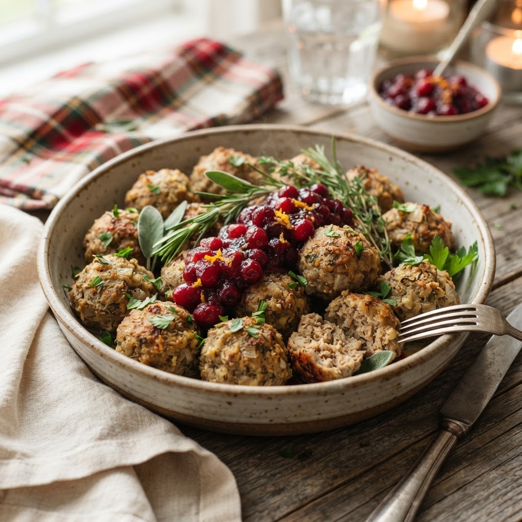 Turkey Stuffing Meatballs