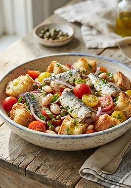 Sardine Panzanella with White Beans and Capers