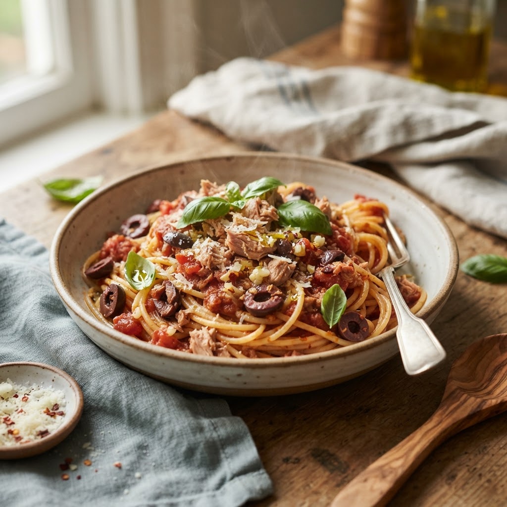 Pantry Tuna Tomato Pasta