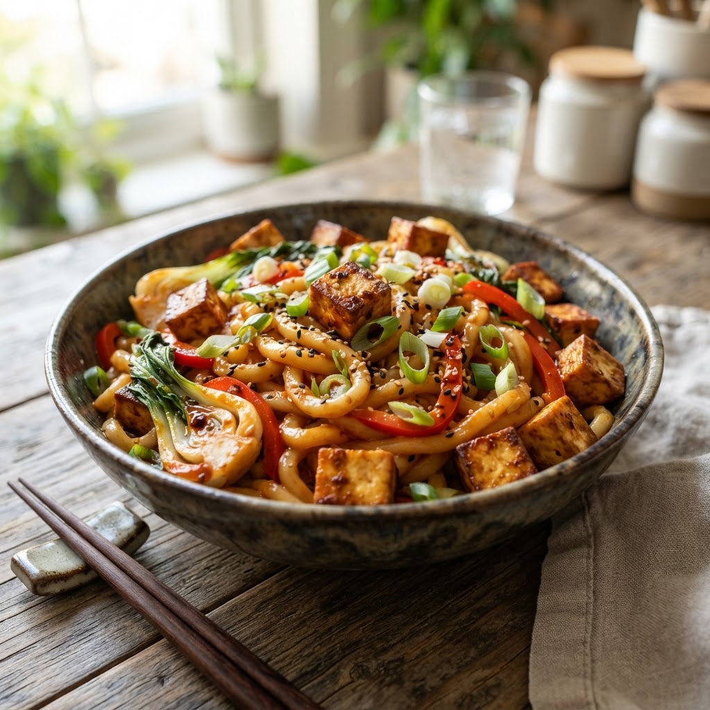 Creamy Gochujang Tofu Noodles