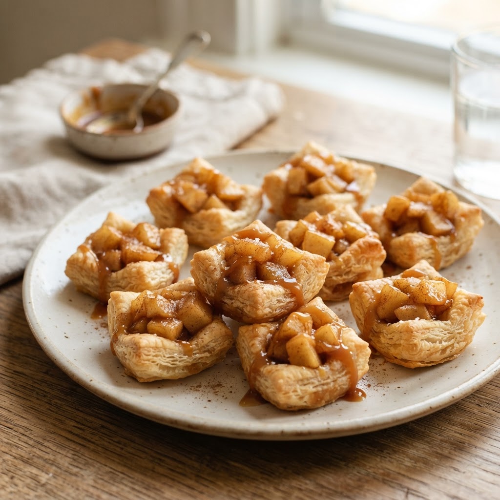 Salted Caramel Apple Puff Pastry Bites
