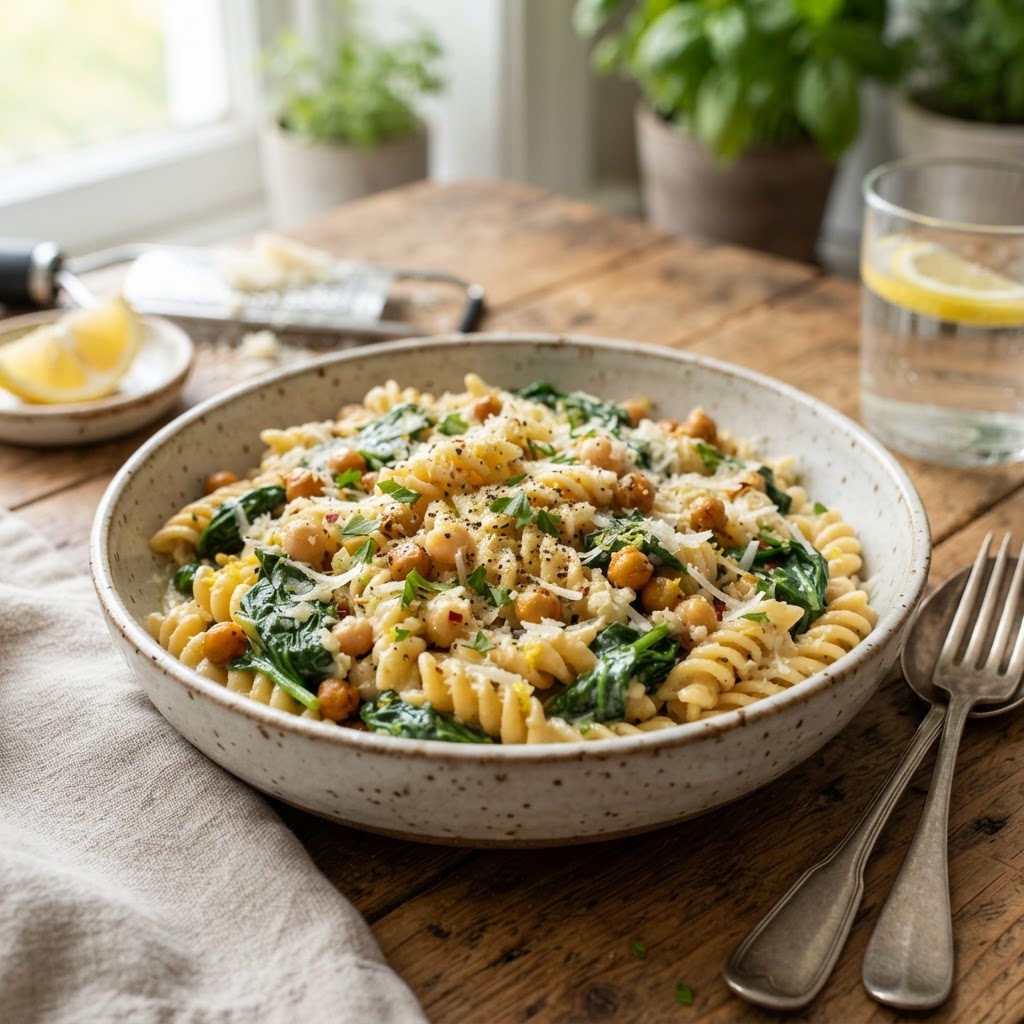 Lemon Parmesan Chickpea Pasta