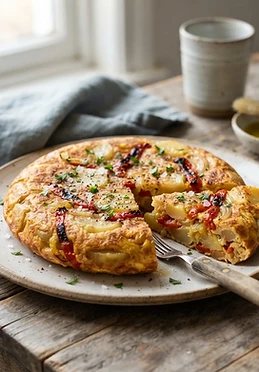 Spanish Tortilla with Roasted Peppers